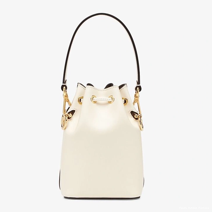 Vintage HOT Logo ROMA In White Fendi Tresor Leather Bucket Bag Mini Mon Calf 0803